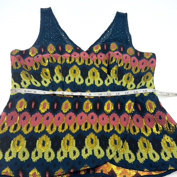 Anthropologie HD In Paris Yana Brocade Metallic Crochet Peplum Sleeveless Top - Picture 10 of 12